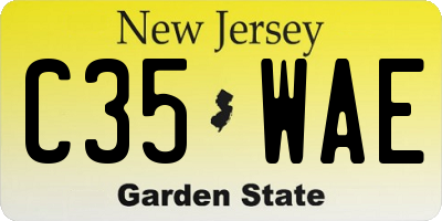 NJ license plate C35WAE