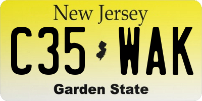 NJ license plate C35WAK