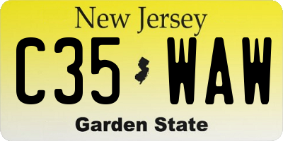 NJ license plate C35WAW