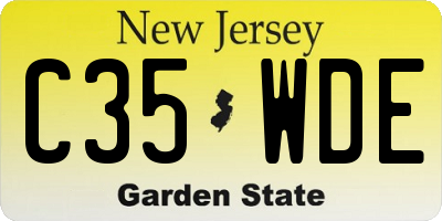 NJ license plate C35WDE