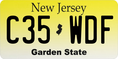 NJ license plate C35WDF