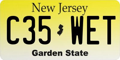 NJ license plate C35WET