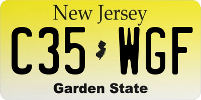 NJ license plate C35WGF
