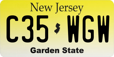 NJ license plate C35WGW