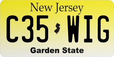 NJ license plate C35WIG