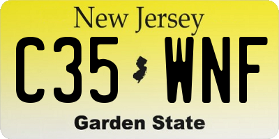 NJ license plate C35WNF