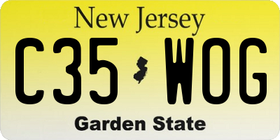NJ license plate C35WOG