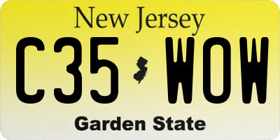 NJ license plate C35WOW