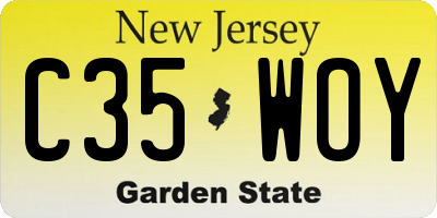 NJ license plate C35WOY