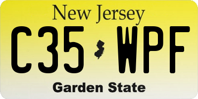 NJ license plate C35WPF