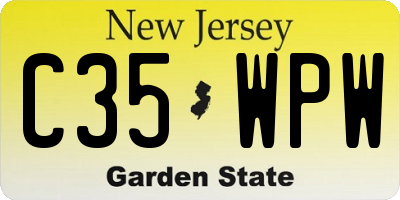 NJ license plate C35WPW