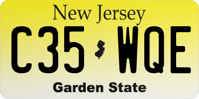 NJ license plate C35WQE