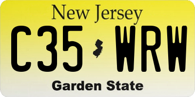 NJ license plate C35WRW