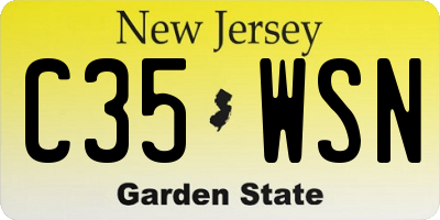 NJ license plate C35WSN