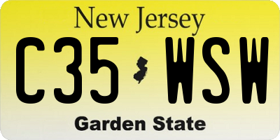 NJ license plate C35WSW