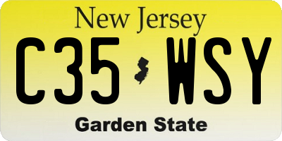 NJ license plate C35WSY
