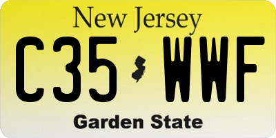 NJ license plate C35WWF
