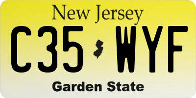 NJ license plate C35WYF