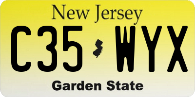 NJ license plate C35WYX