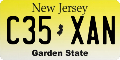 NJ license plate C35XAN