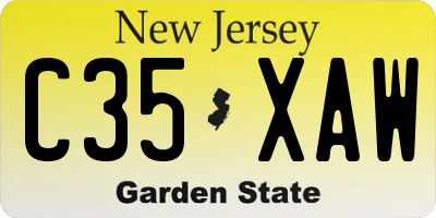 NJ license plate C35XAW