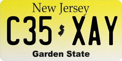 NJ license plate C35XAY
