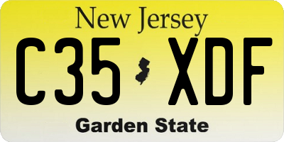 NJ license plate C35XDF