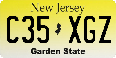 NJ license plate C35XGZ