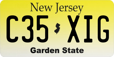 NJ license plate C35XIG
