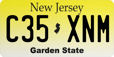 NJ license plate C35XNM