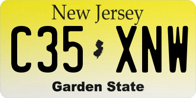 NJ license plate C35XNW