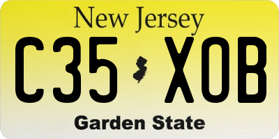 NJ license plate C35XOB