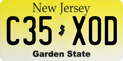 NJ license plate C35XOD