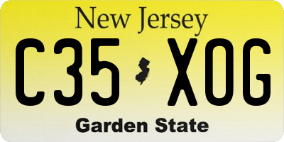 NJ license plate C35XOG