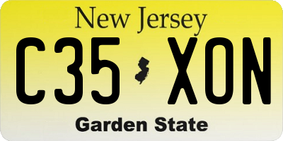 NJ license plate C35XON