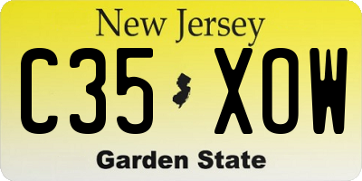NJ license plate C35XOW