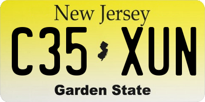 NJ license plate C35XUN