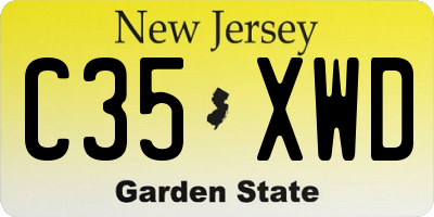 NJ license plate C35XWD