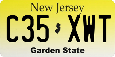 NJ license plate C35XWT