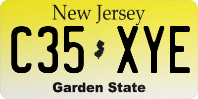 NJ license plate C35XYE