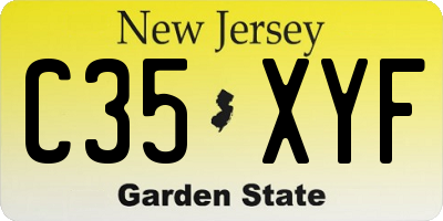 NJ license plate C35XYF