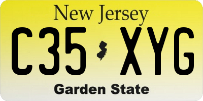 NJ license plate C35XYG