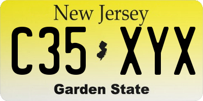 NJ license plate C35XYX