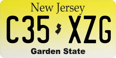 NJ license plate C35XZG