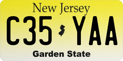 NJ license plate C35YAA