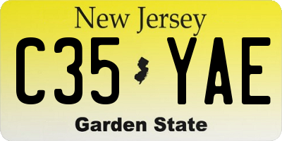 NJ license plate C35YAE