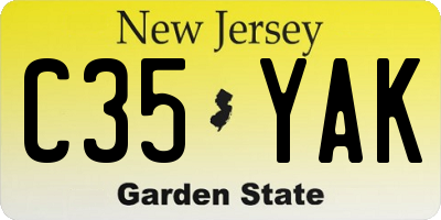 NJ license plate C35YAK