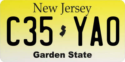 NJ license plate C35YAO
