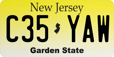 NJ license plate C35YAW