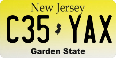 NJ license plate C35YAX